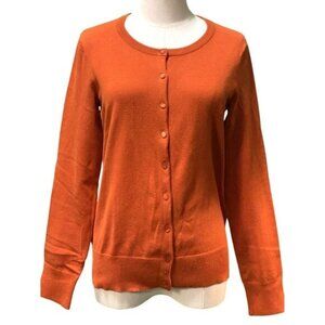 Talbots Long Sleeve Burnt Orange Pima Cotton Cardigan Sweater Size S/P